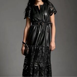 The Somerset Maxi Dress: Faux Leather Embroidered Edition